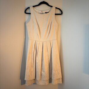 Cream Sleeveless Fit and Flare jacquard pattern